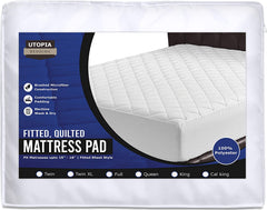 Elastic Fitted Quilted Mattress Pad/Protector Cover by Utopia Bedding