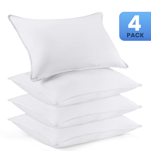 Set of 4 Plush Bed Pillows – Standard/Queen Size with Soft Microfiber Fill for Comfortable Sleep