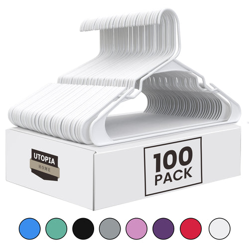 100 Pack Heavy Duty Plastic Hangers – Utopia Home Space-Saving Durable Clothes Hangers for Closet Organization