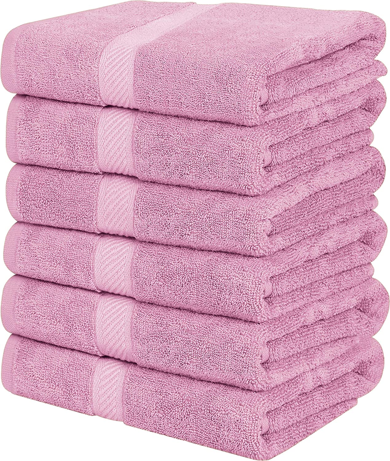 6 Pack Premium Large Bath Towels Cotton 24 x 48 inch Brown & Gray Color.