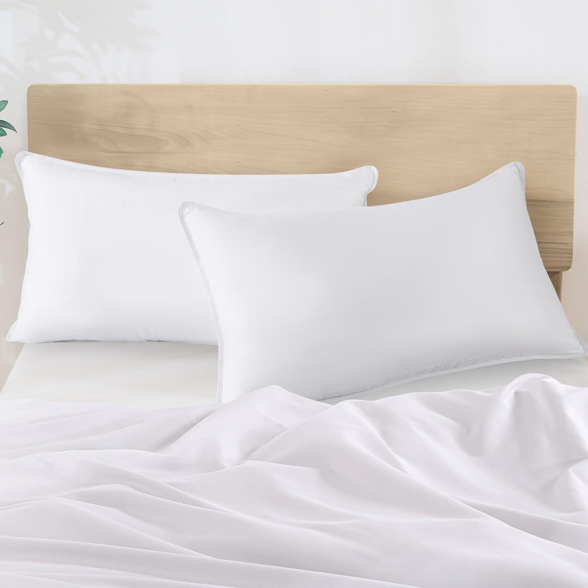 Set of 4 Plush Bed Pillows – Standard/Queen Size with Soft Microfiber Fill for Comfortable Sleep