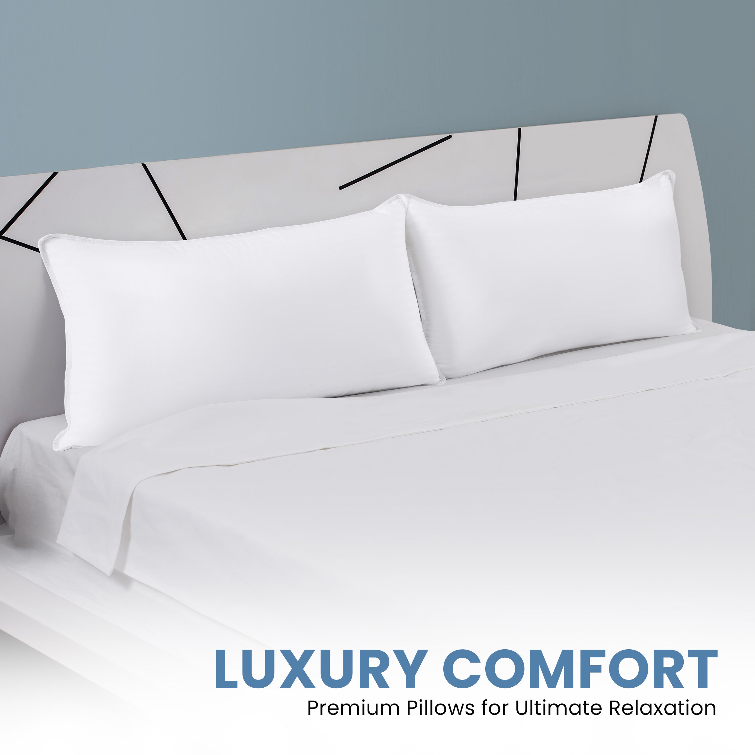 Set of 4 Plush Bed Pillows – Standard/Queen Size with Soft Microfiber Fill for Comfortable Sleep