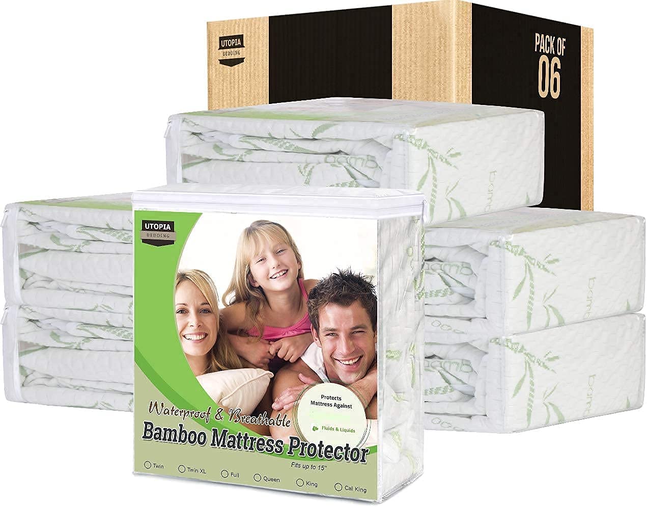 Utopia Bedding Premium Bamboo Waterproof Mattress Protector Full 340 GSM,  Fits 15 Inches Deep, Easy Care 