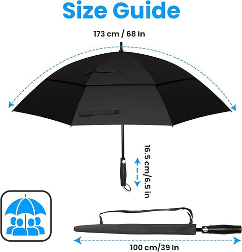Golf Umbrella Wind and Rainproof Large 62/68 Inch, Double Canopy Automatic