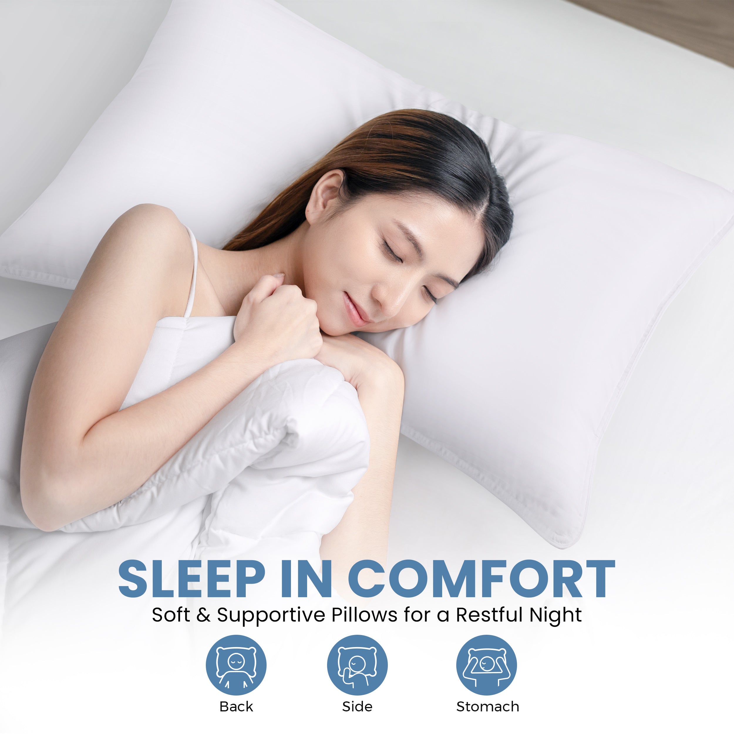 Set of 4 Plush Bed Pillows – Standard/Queen Size with Soft Microfiber Fill for Comfortable Sleep