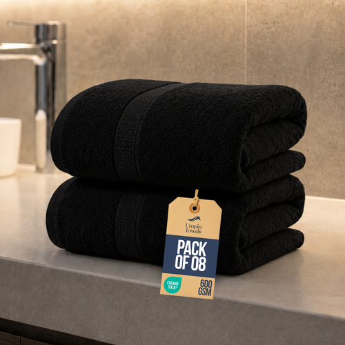 8-Pack 100% Ring Spun Cotton Jumbo Bath Sheets 35x70 Inches 600 GSM