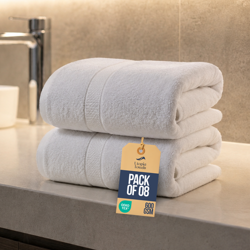 8-Pack 100% Ring Spun Cotton Jumbo Bath Sheets 35x70 Inches 600 GSM