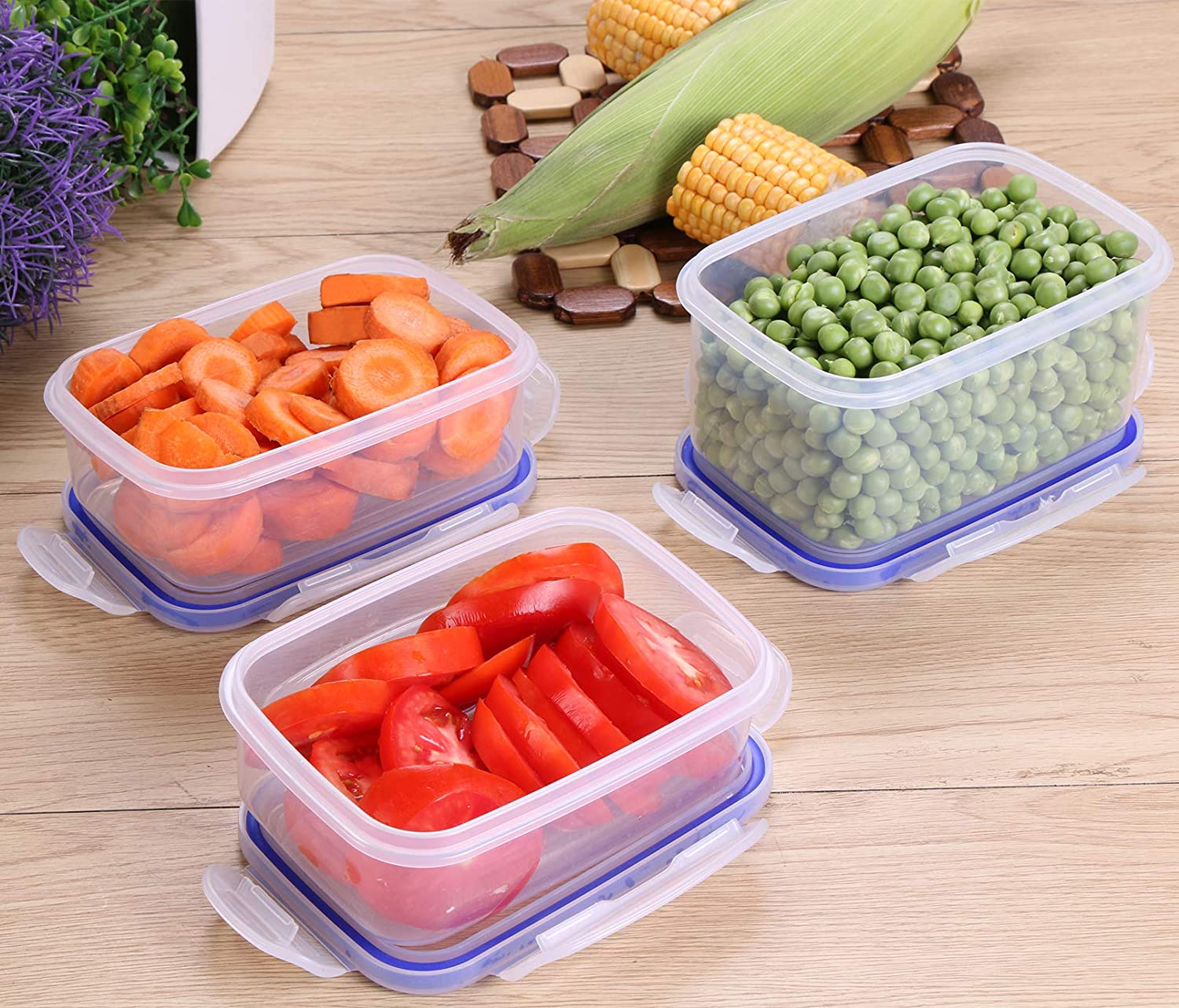 Utopia Kitchen Plastic Food Storage Container Set with Airtight Lids - Pack  of 24 (12 Containers & 12 Snap Lids)- Reusable & Leftover Lunch Boxes 