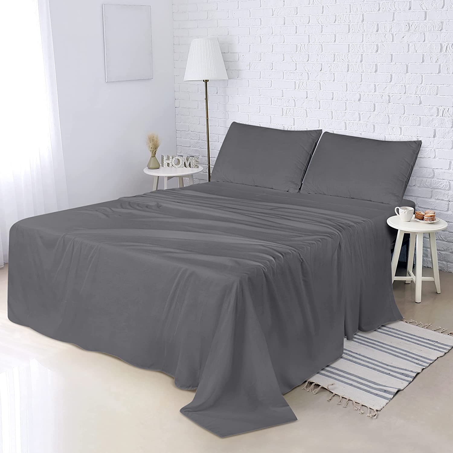 Utopia Bedding Full Bed Sheets Set - 4 Piece Bedding - Brushed Microfiber -  Shrinkage and Fade Resistant - Easy Care (Full, Grey)