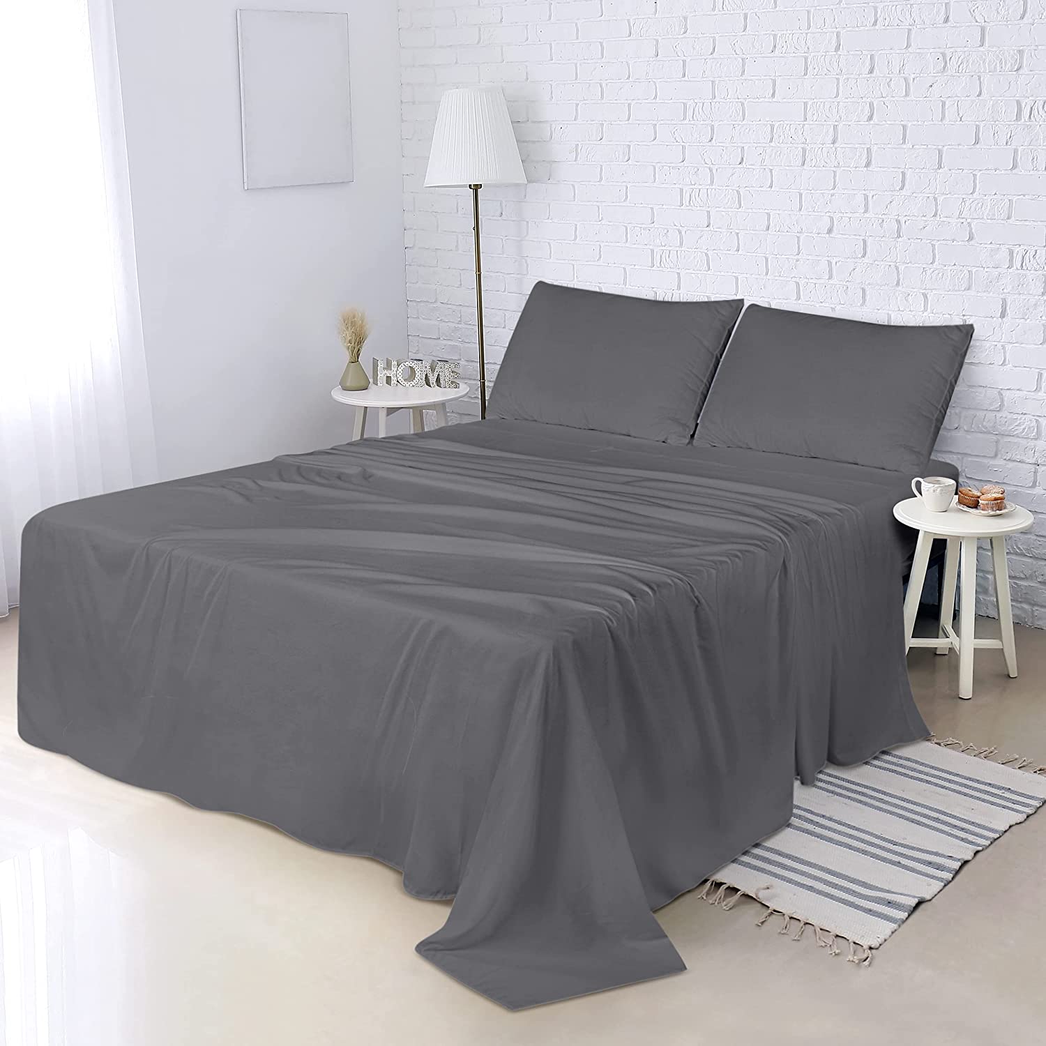 Utopia Bedding Queen Bed Sheets Set - 4 Piece Bedding - Brushed Microfiber - Shrinkage and Fade Resistant - Easy Care (Queen, Grey)