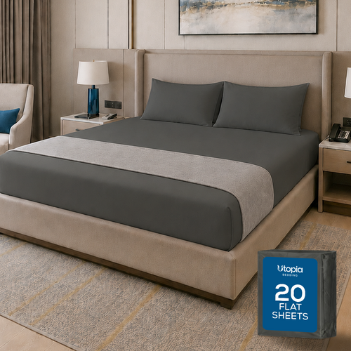 20-Pack Soft Brushed Microfiber Flat Sheets