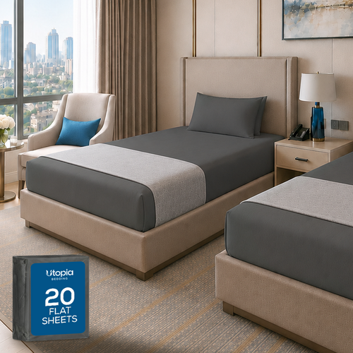 20-Pack Soft Brushed Microfiber Flat Sheets