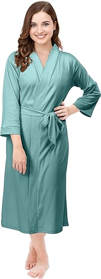 Women's Robe Long Knit Bathrobe by NY Threads