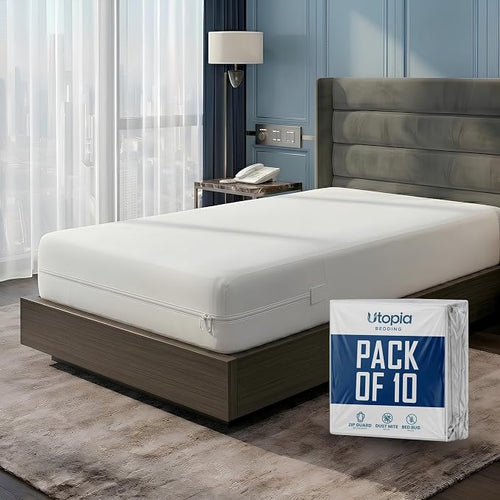 10-Pack 100% Waterproof Mattress Encasements 6-Sided Zippered Mattress Covers