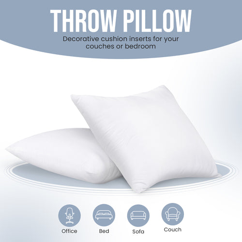 Plush Square Throw Pillow Inserts – 4-Pack Square Fiber Insert Set for Sofa & Bed