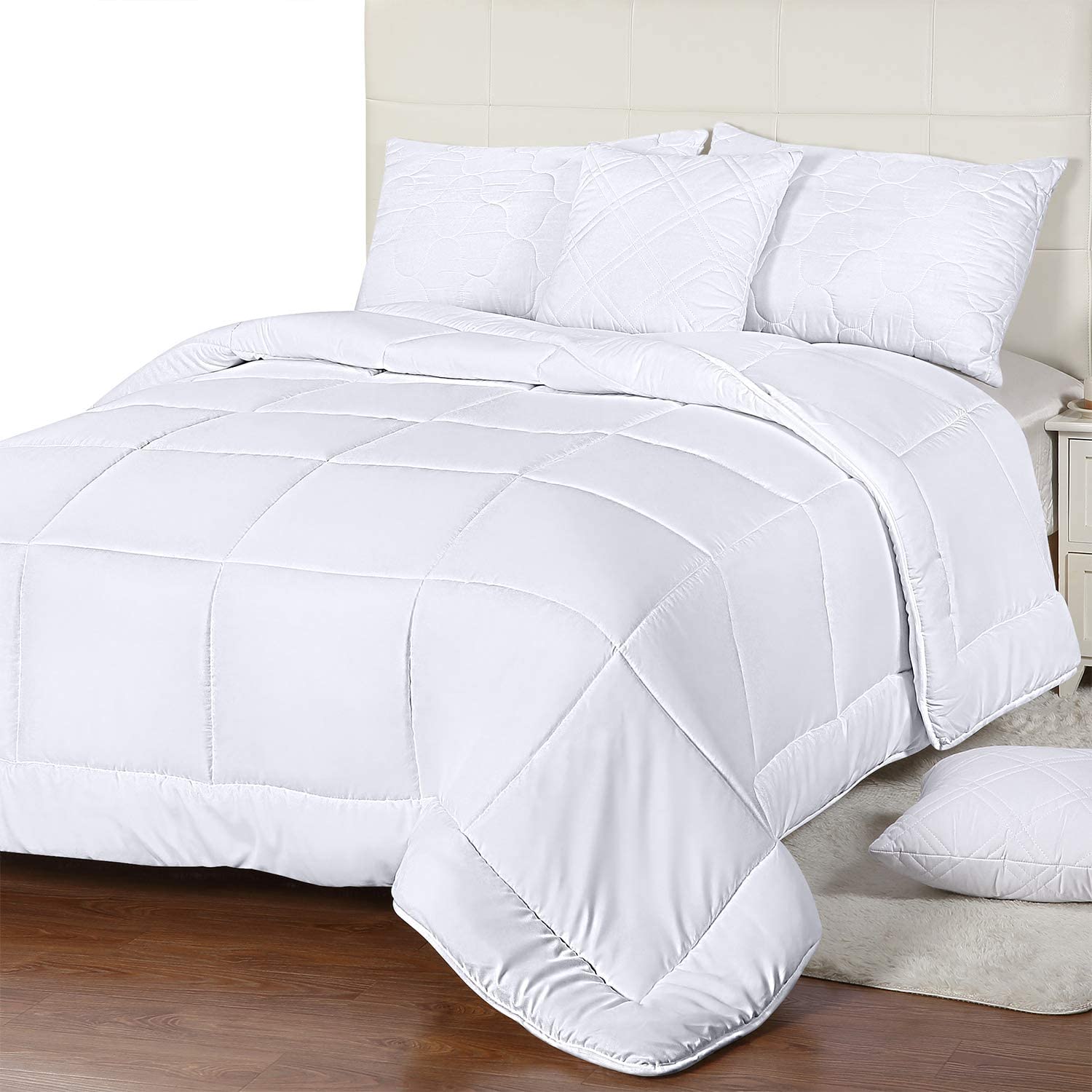 Utopia Bedding All Season Comforter Quilted Down Alternative - White Cal  King