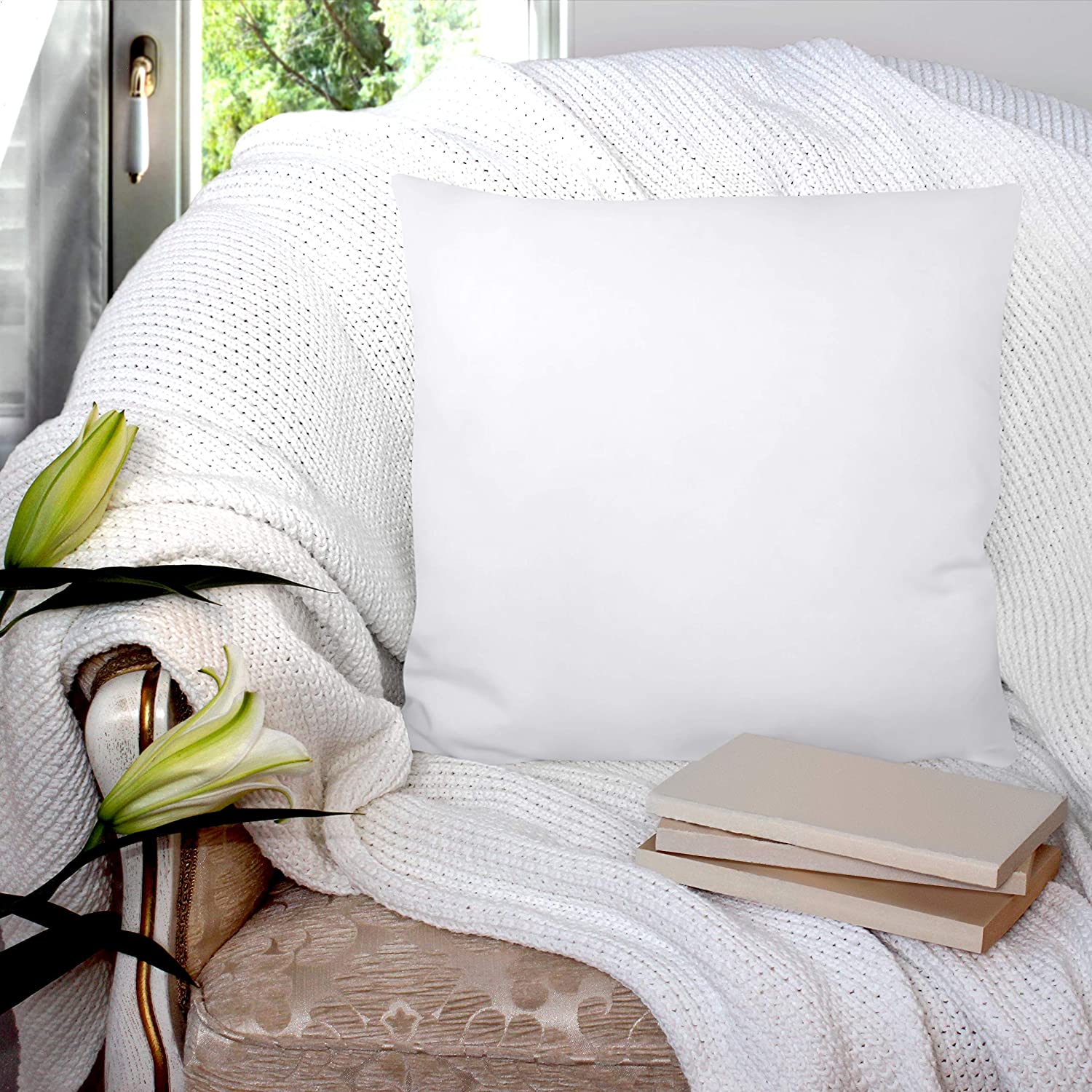 6 Pieces Throw Pillow Inserts 18 x 18 Inch Set of 4 and 12 x 20 Inch Set of  2 White Throw Pillow Insert Square Form Bed Couch Sofa Pillow Stuffers