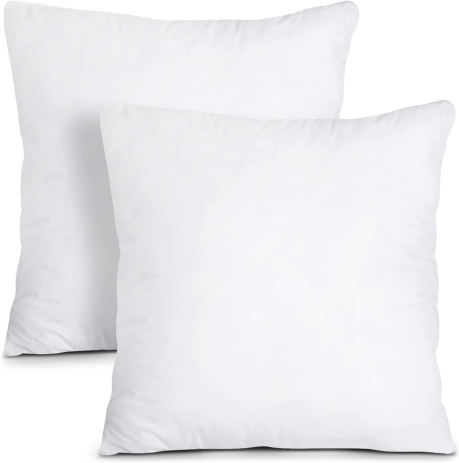 Basic Home 14x14 Decorative Throw Pillow Inserts-Down Feather Pillow Inserts-Square-Cotton Fabric-Set of 2-White.