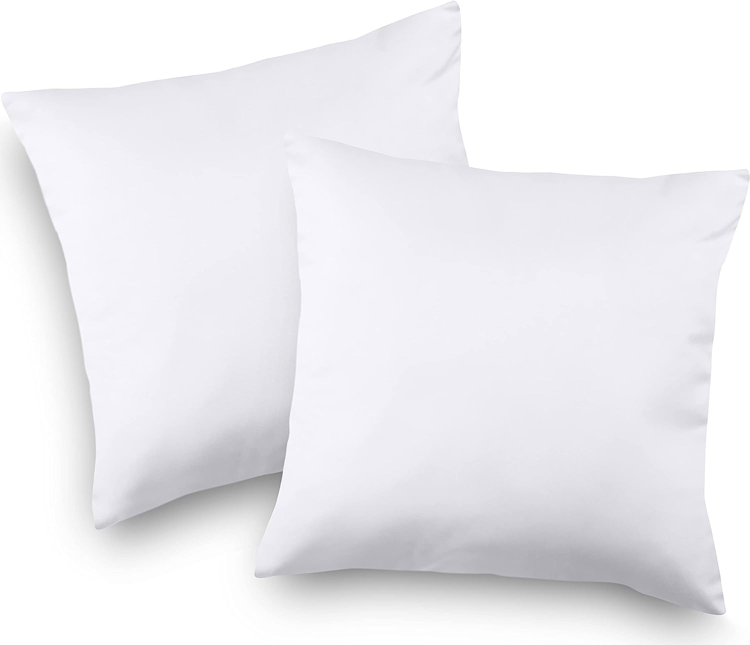 basic home 14x14 Decorative Throw Pillow Inserts-Down Feather Pillow  Inserts-Square-Cotton Fabric-Set of 2-White.