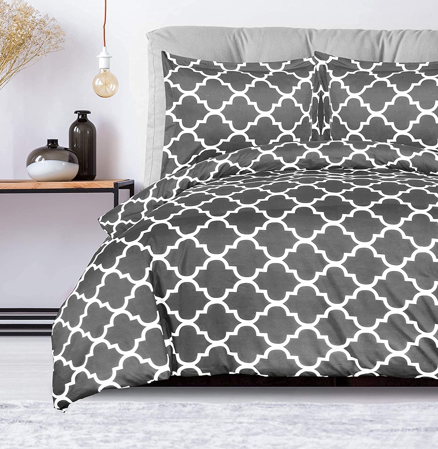 Utopia Bedding Printed Comforter Set (Queen, Grey) with 2 Pillow