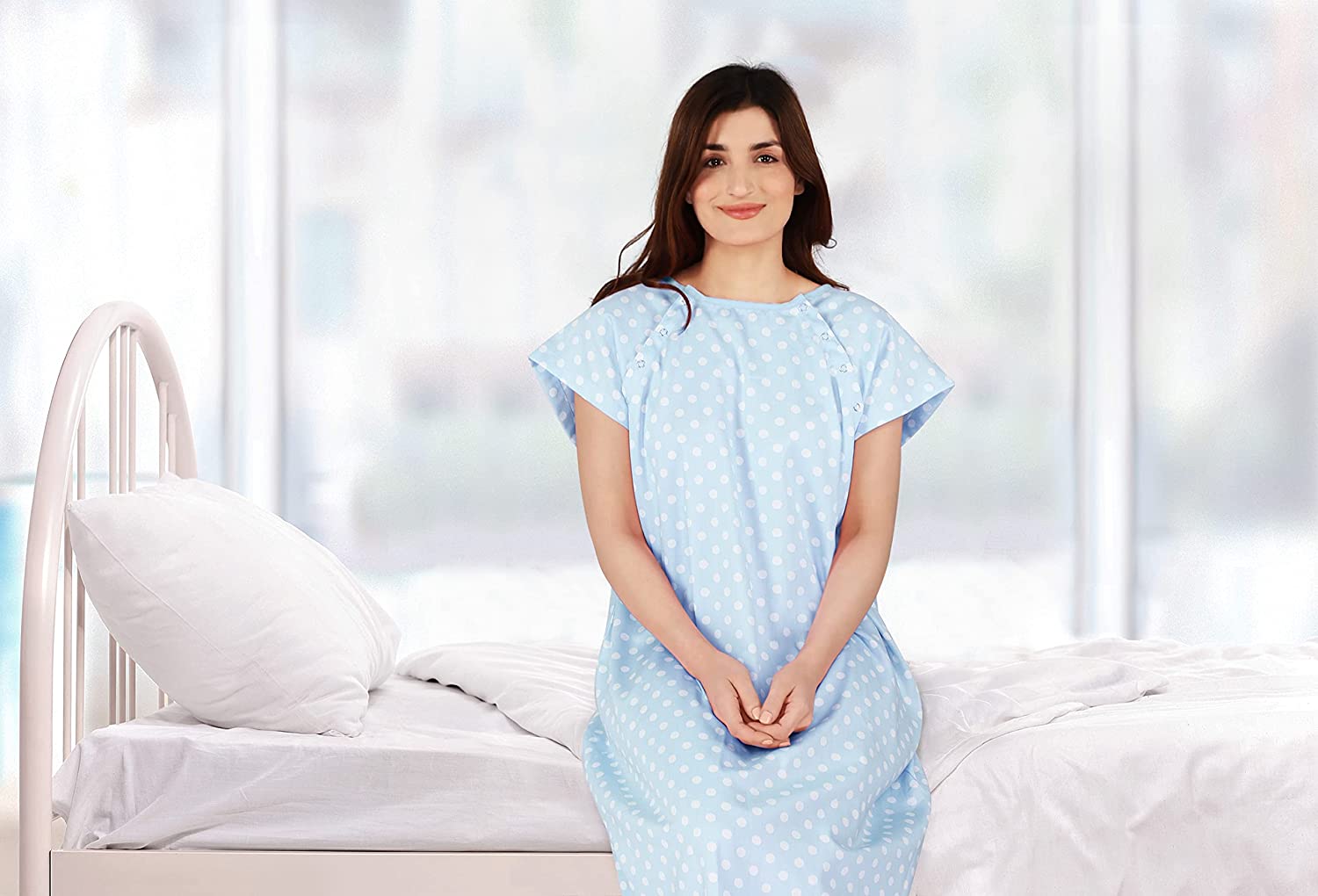 Womenu2019s Open Back Adaptive 100% Cotton Flannel Hospital Gown With Snaps  | Fruugo BH