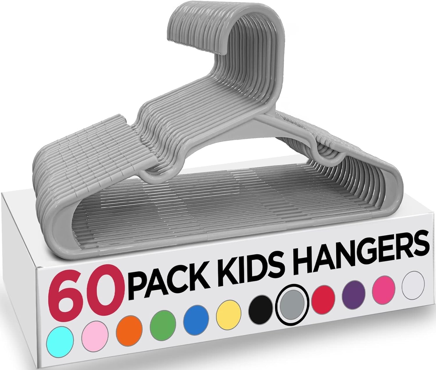 Utopia Home Kids Hangers 60 Pack - 11 Inch Plastic Baby Hangers for Closet - Childrens Hanger for Clothes & Infant Hanger for Closet - Non- Slip Shoulder Grooves, Strap Hooks