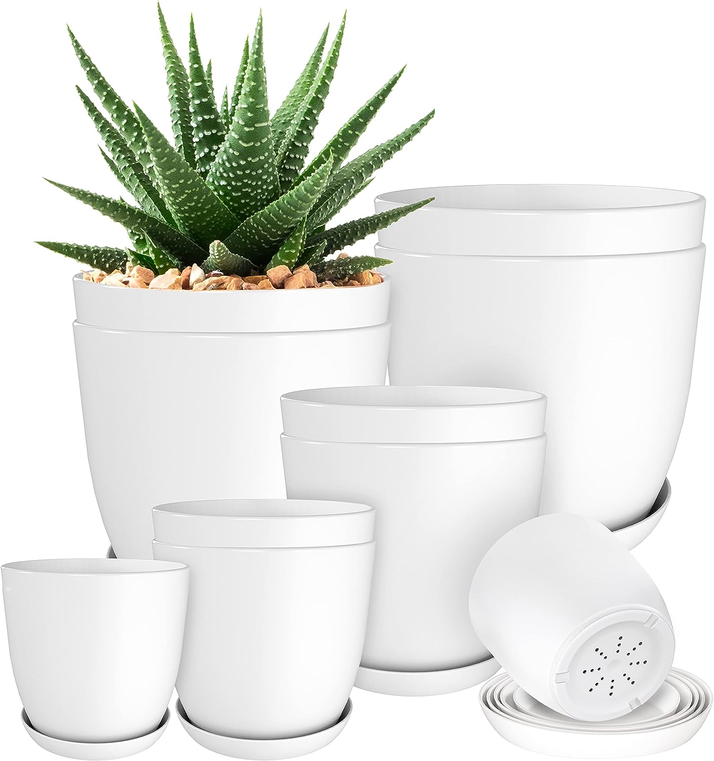 indoor decorative pots for plants Utopia Home Plastic Planters White, Flower Nursery Pots Indoor Modern Decorative Plastic Pots for Plants Succulents, Flowers