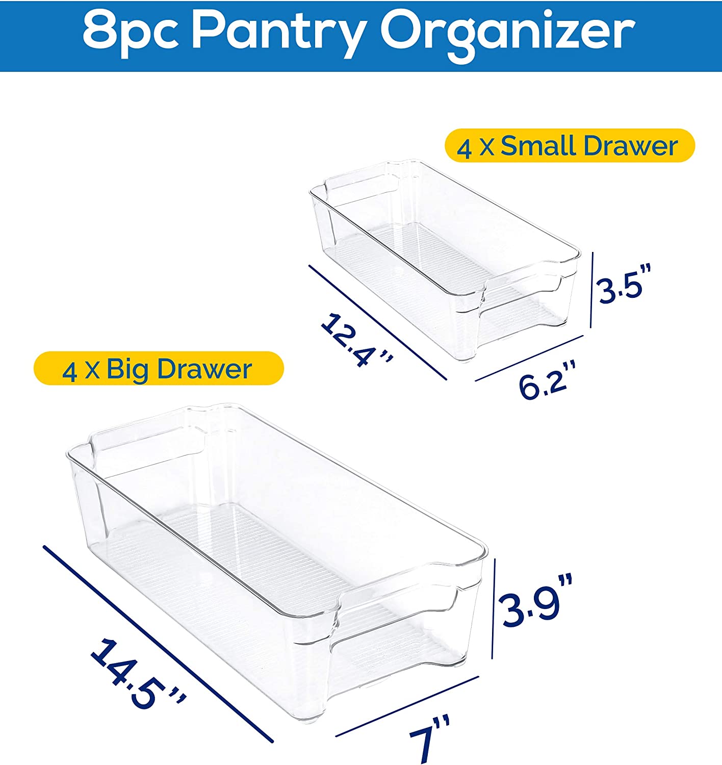 Cabinets-Clear Plastic Pantry Organizer - Big & Small by Utopia