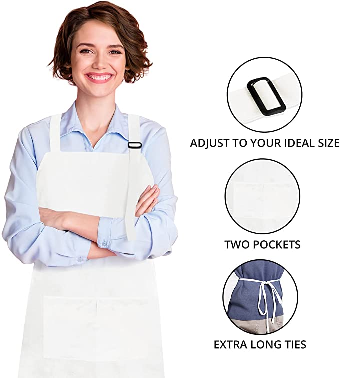2Pack Adjustable Mens Women Bib Dress Aprons Waterproof Kitchen