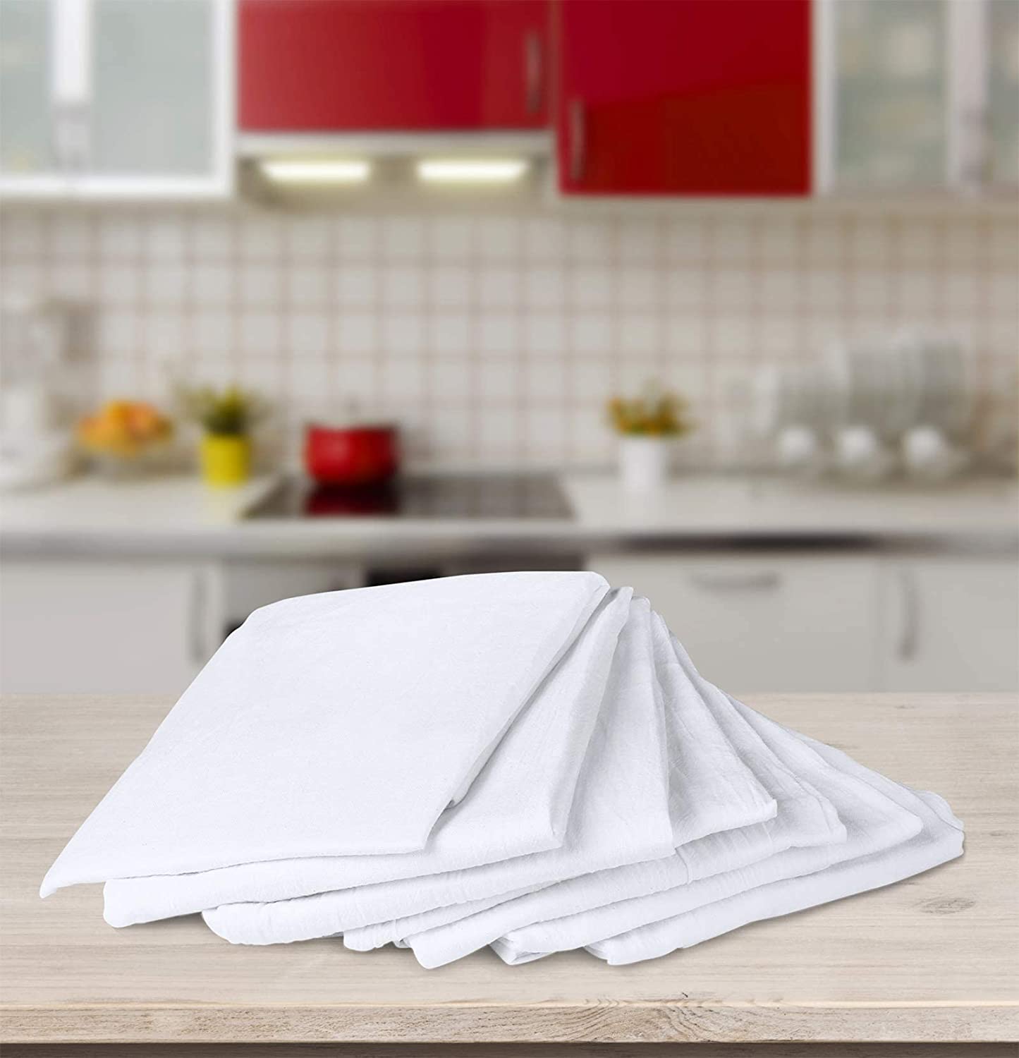 Utopia Kitchen [12 Pack Flour Sack Tea Towels, 28 x 28 Ring Spun 100%  Cotton Dish Cloths - Machine Washable - for Cleaning & Drying - White