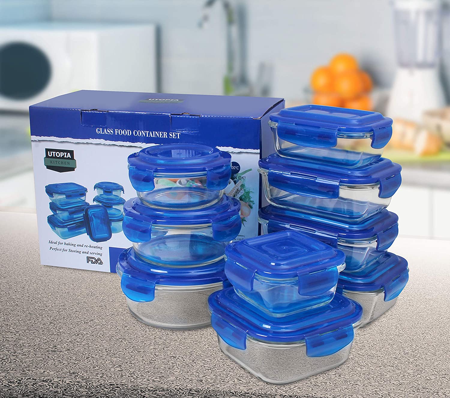 Plastic Food Containers set Food Storage Containers with Airtight Lids By  Utopia Kitchen