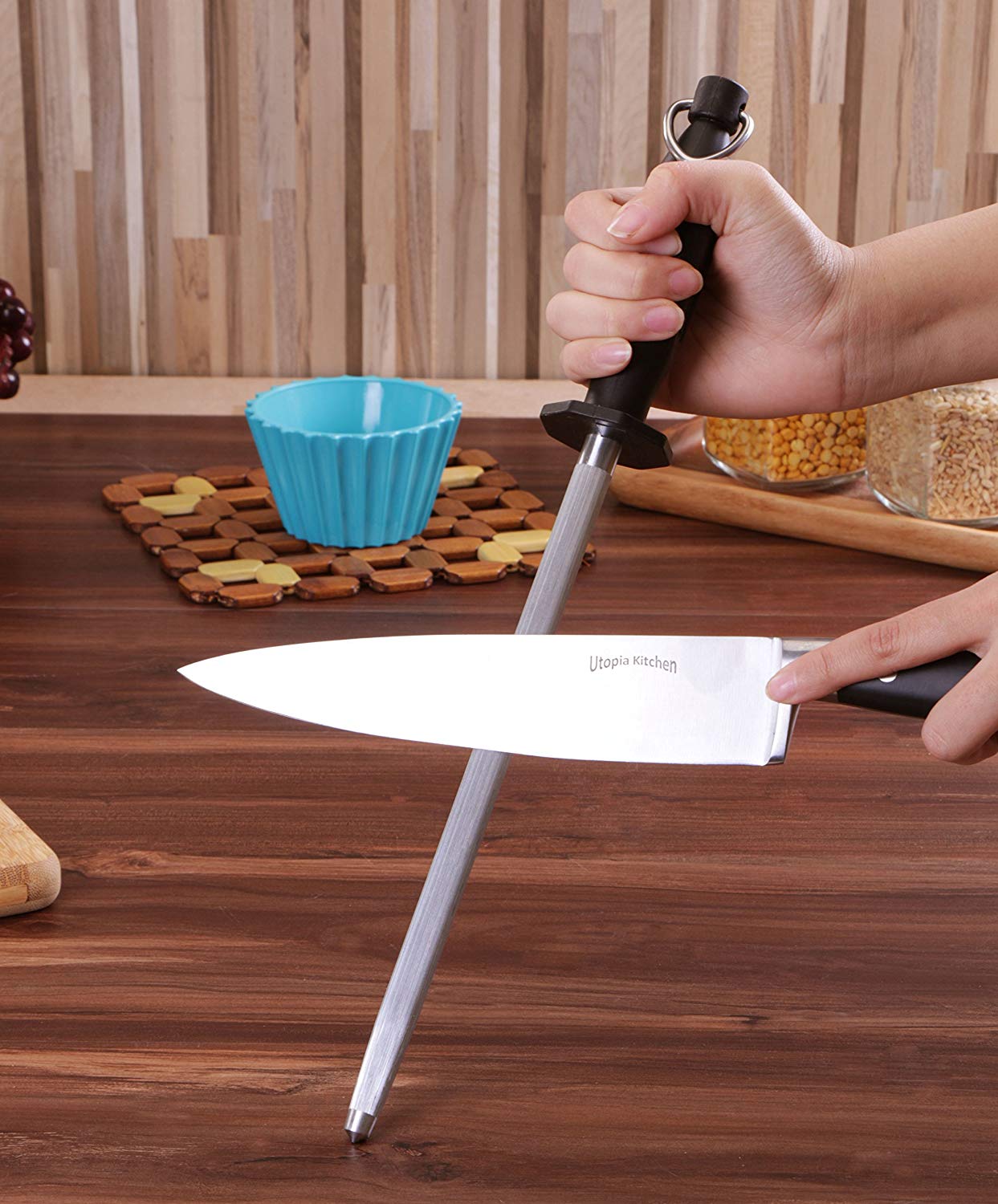 Utopia Kitchen 10 Inches Honing Steel Knife Sharpening Steel Sharpening Rod