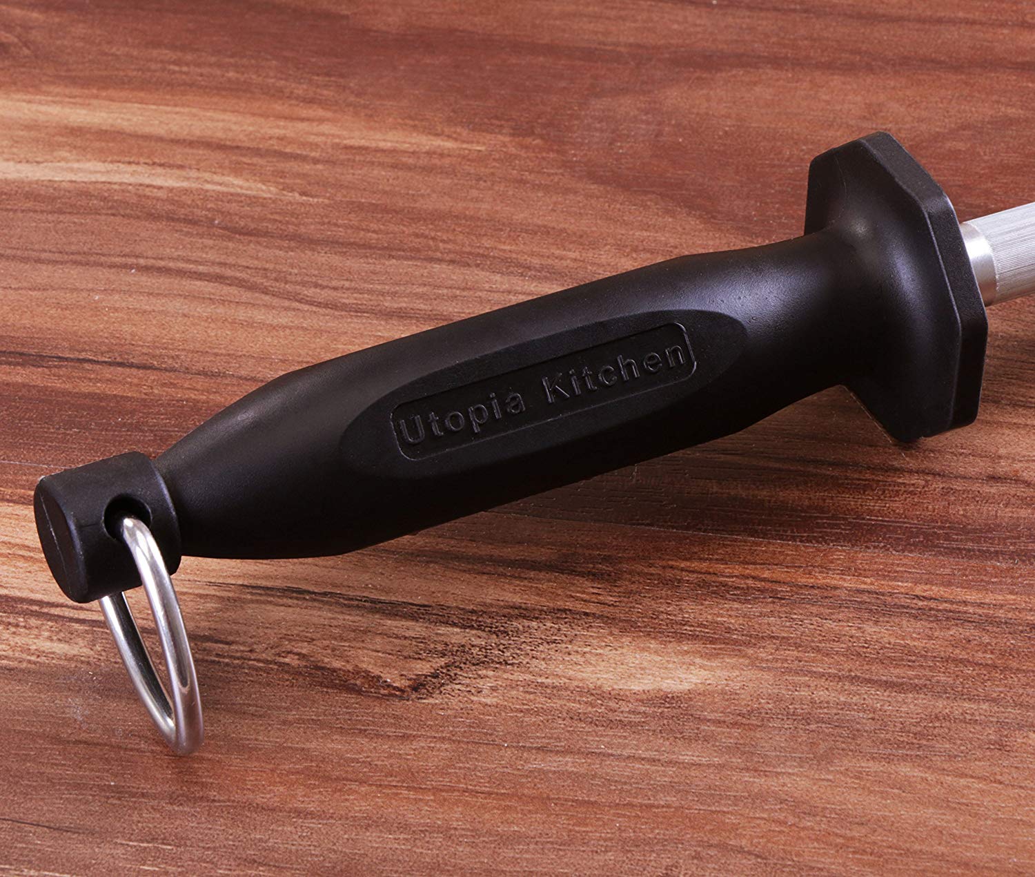 Utopia Kitchen 10 Inch Honing Steel Knife Sharpening Steel Sharpening Rod -  Black