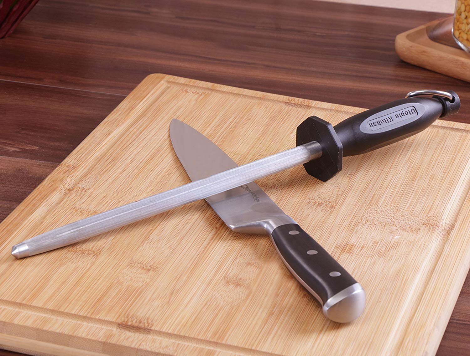  Utopia Kitchen 10 Inch Honing Steel Knife Sharpening Steel  Sharpening Rod - Black: Home & Kitchen