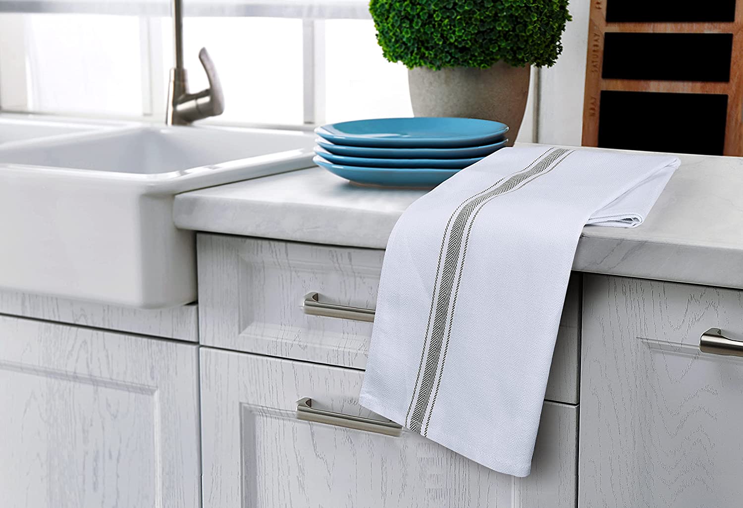 Utopia Towels Pack Kitchen Towel Dish Cloth Super Absorbent Tea Towels  15x25-grey,12 