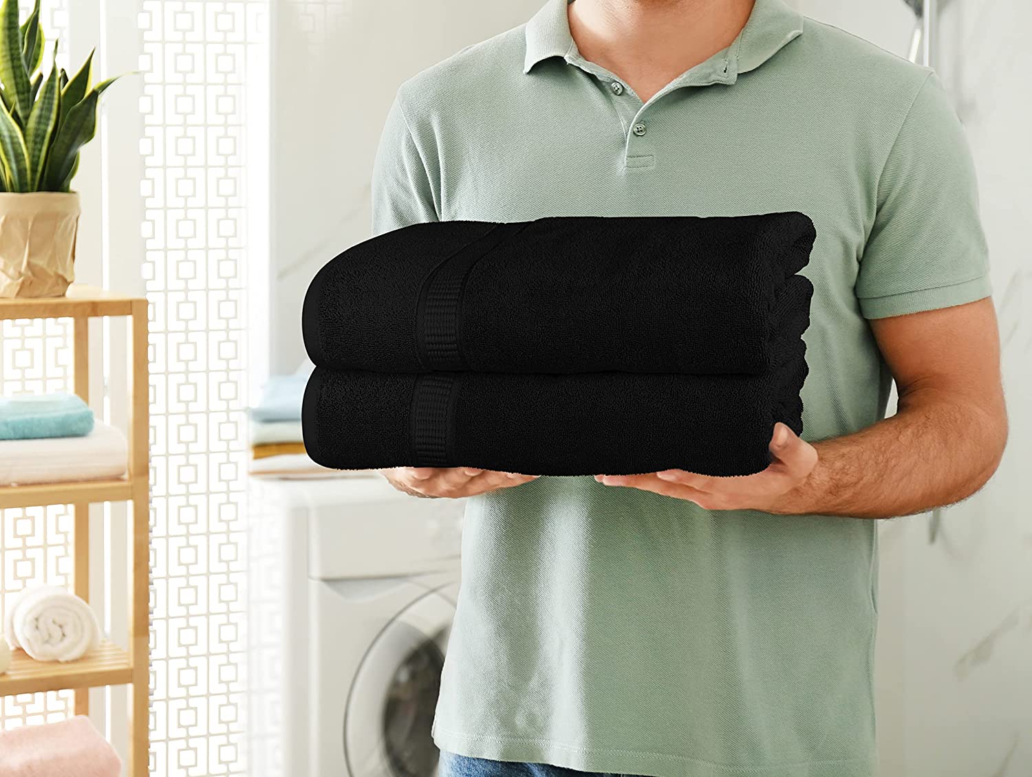 Luxury Bath Sheet Towels Extra Large 35x70 Inch 2 Pack, Black Highly  Absorbent