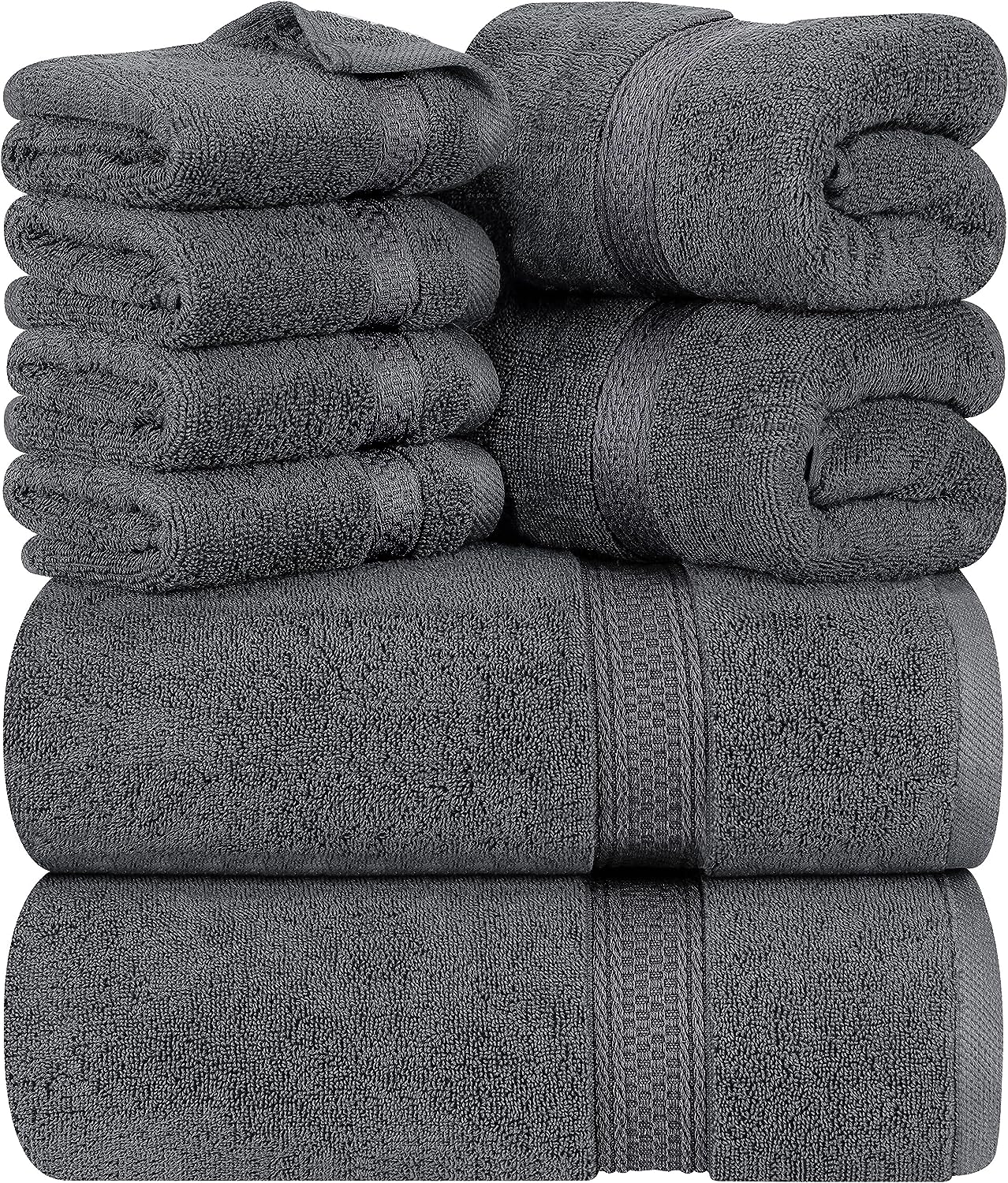 6 Pack Premium Large Bath Towels Cotton 24 x 48 inch Brown & Gray Color.