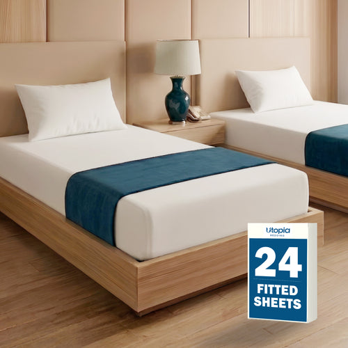 24-Pack Brushed Microfiber Fitted Sheets - Up to 15 Inches Deep