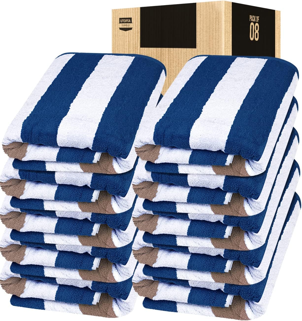 Utopia Towels Cabana Stripe Beach Towel Bundle (variety Pack