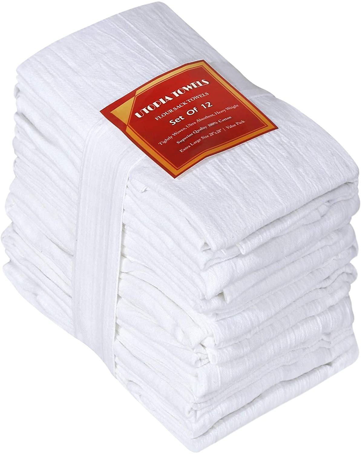 Ruvanti 6 Pack Extra Large Flour Sack Towels 28x28 inch 100