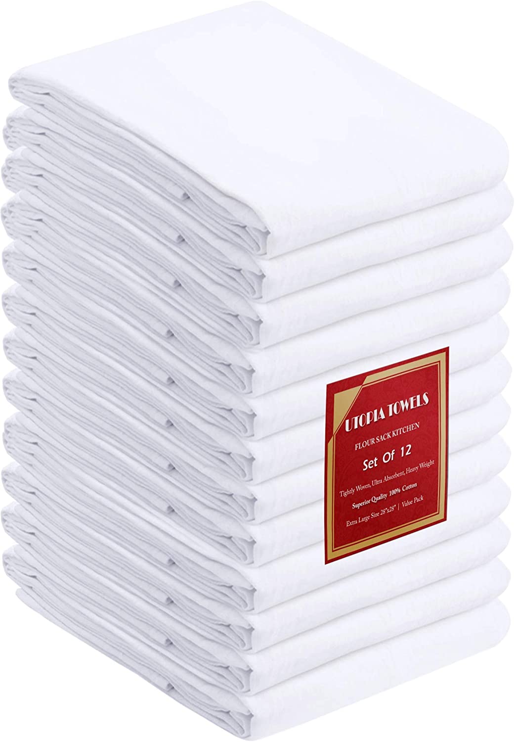 White & Natural Flour Sack Towels, Sample Pack 27 x 27 Inches, 100