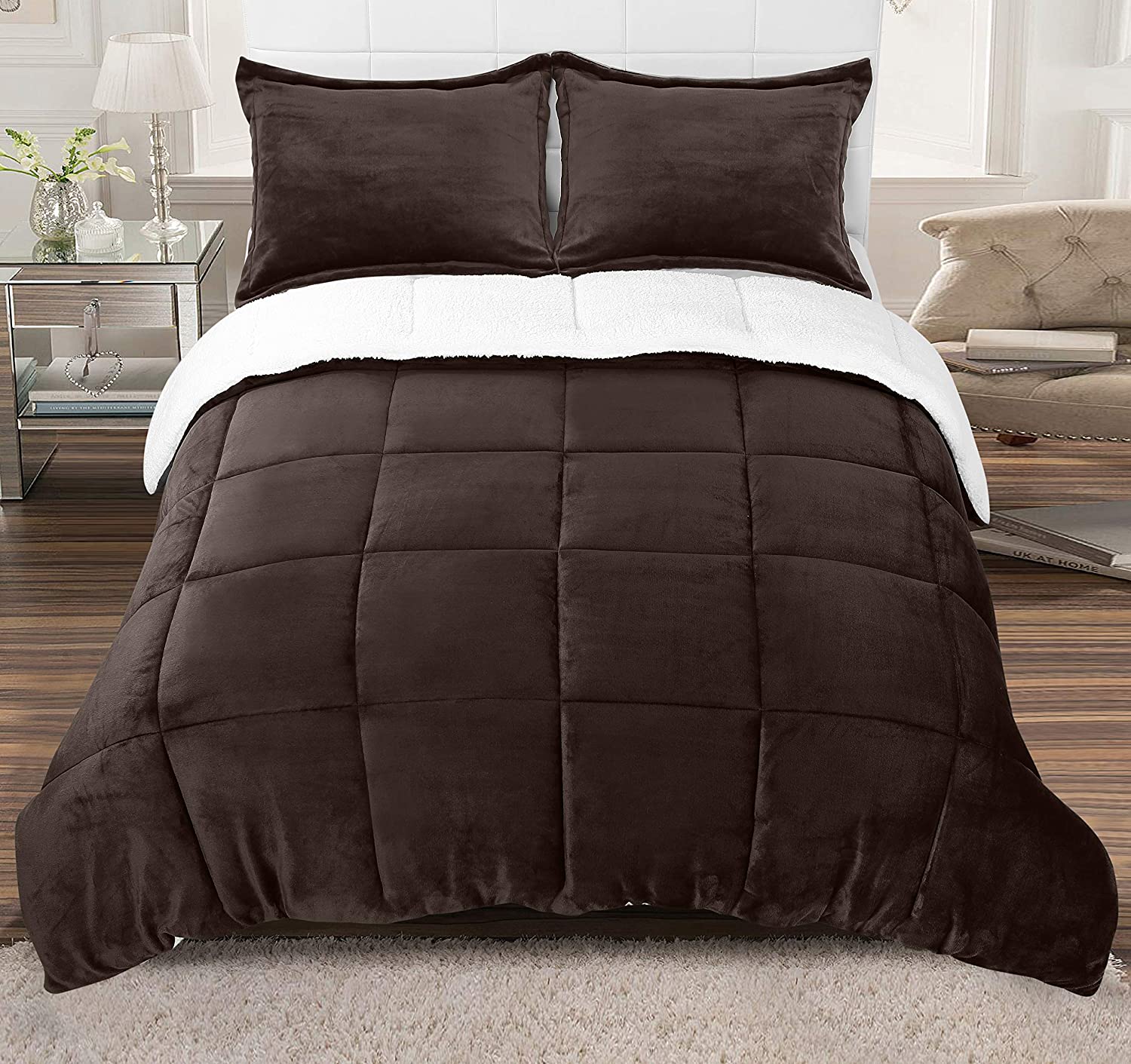  Utopia Bedding Micromink Sherpa Fleece Queen Comforter