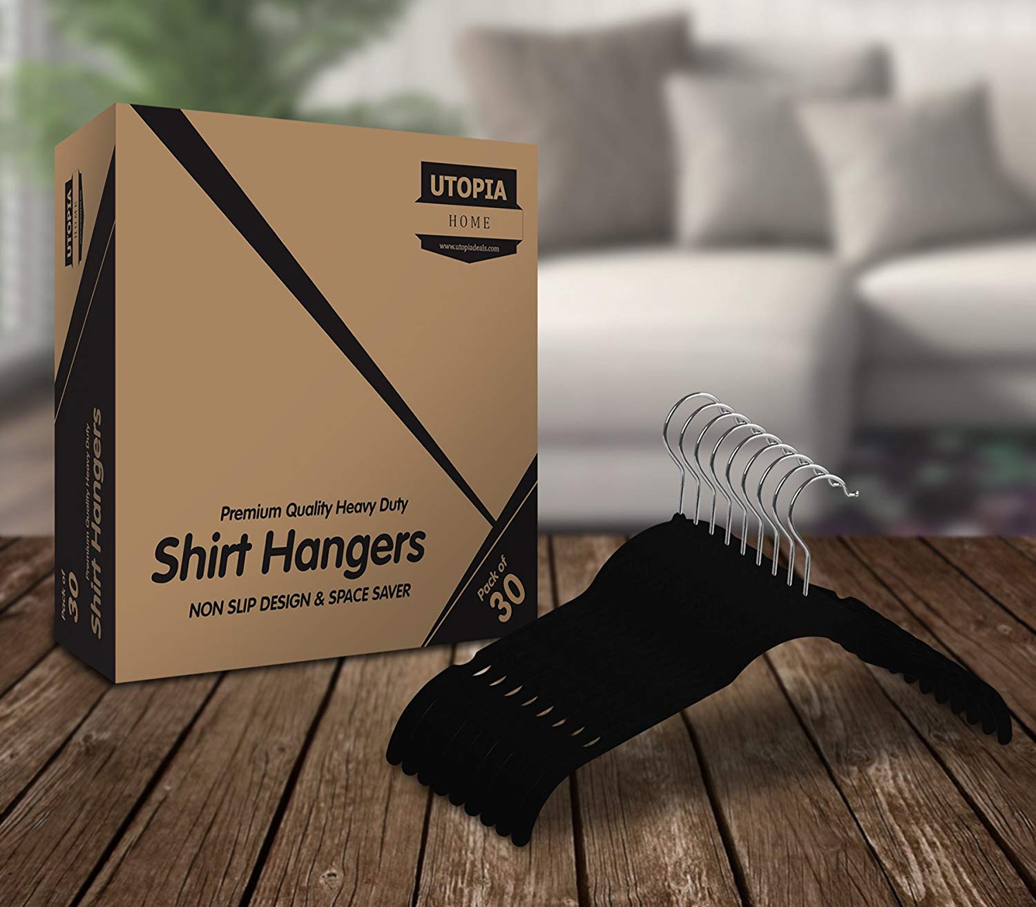 Black Premium Velvet Hangers (Pack of 150) By Utopia Home