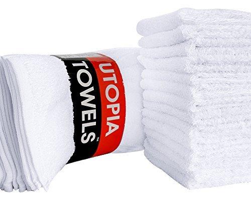 Utopia Towels Juego de 12 toallas pequeñas (12 x 12 pulgadas), 100% algodón  hilado en anillo, altamente absorbentes y suaves al tacto, esenciales para