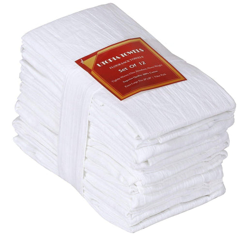 Premium Cotton Flour Sack Towels - 28 x 28 Inch, Ultra-Soft & Absorbent, Bulk Pack, Multipurpose Kitchen Towels