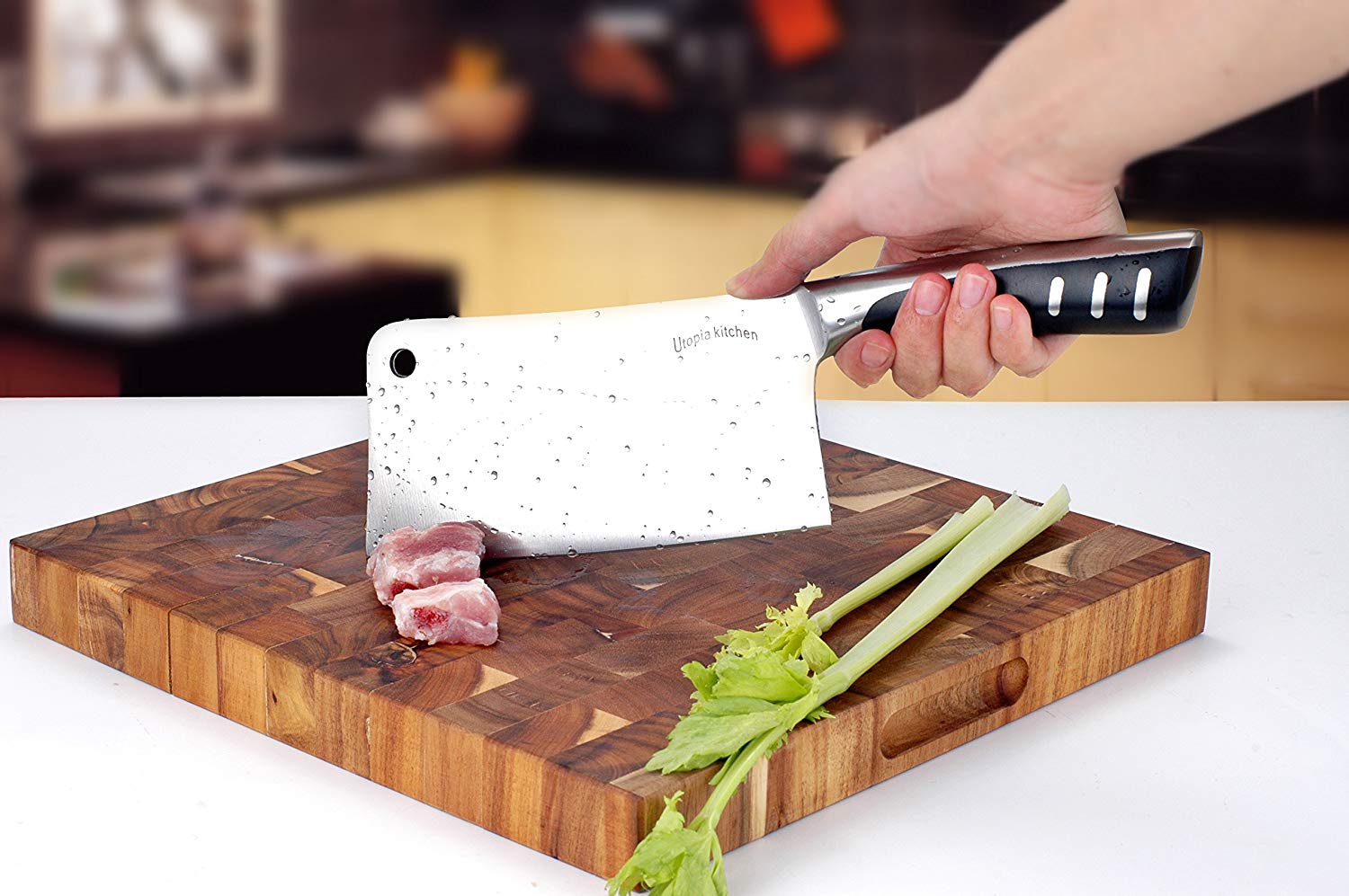 Heavy Duty Stainless Steel Chopper/Cleaver/Butcher Knife (7 Inch) by Utopia Kitchen
