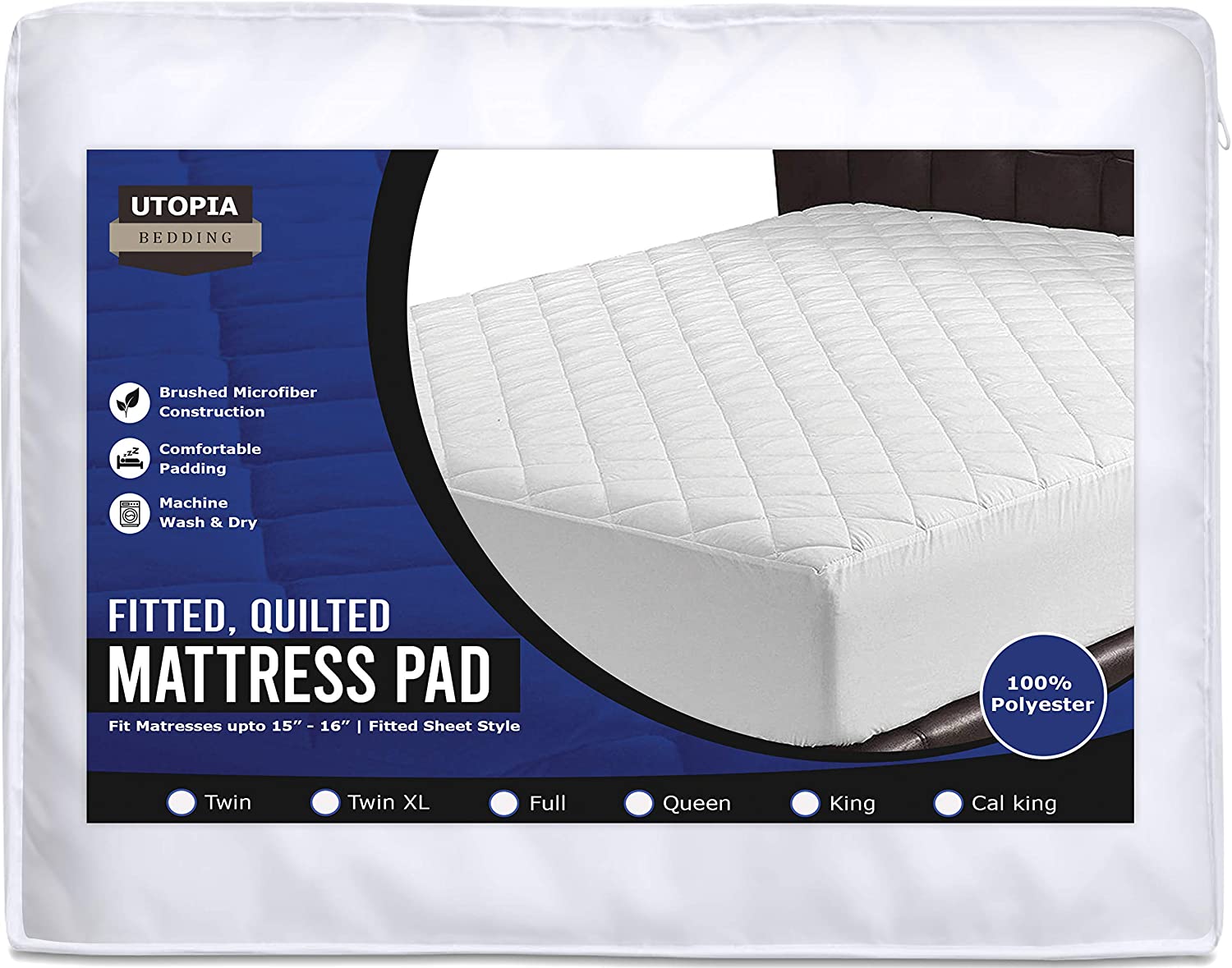 Buy Utopia Bedding Fitted Quilted Mattress Pad- From