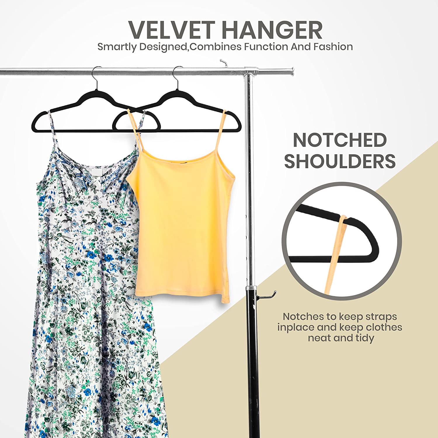 Black Velvet Hangers 17.5. Pack of 25 Thin Hangers Non Slip Velvet for Any  