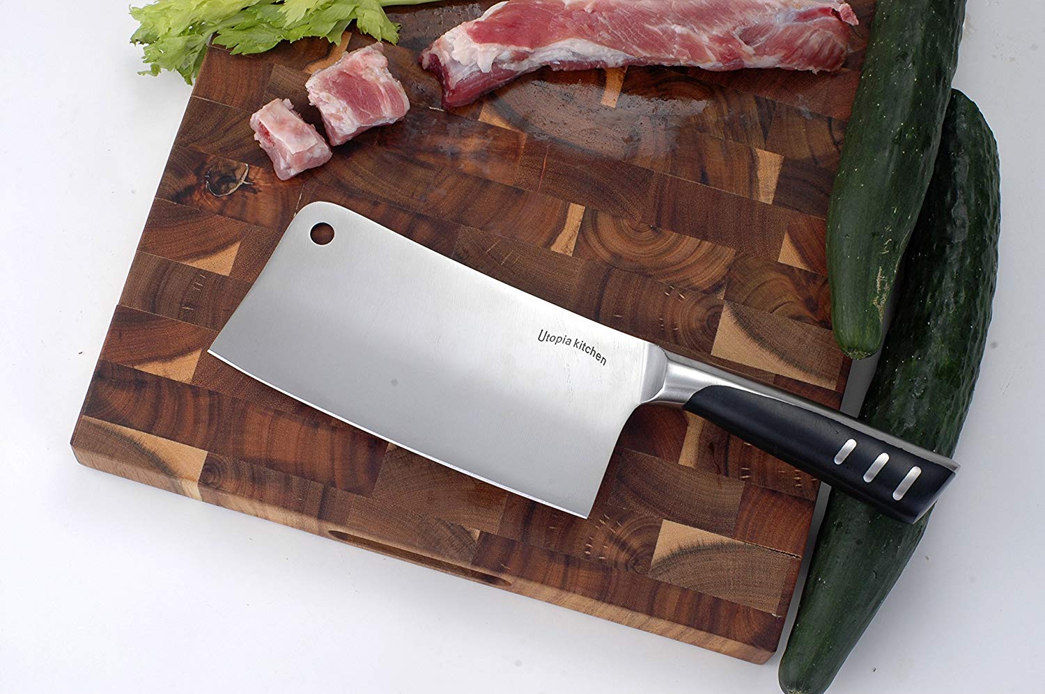 Heavy Duty Stainless Steel Chopper/Cleaver/Butcher Knife (7 Inch) by Utopia Kitchen