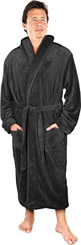 Mens Shawl Collar Fleece & Spa Bath Robe with Plush Long Robe by NY Threads